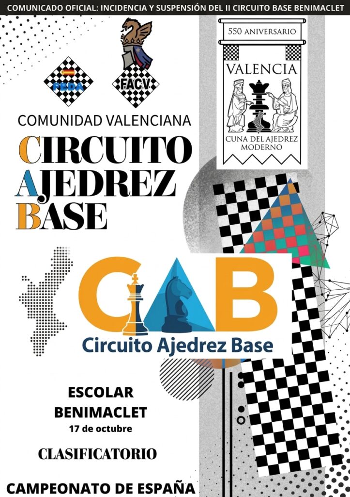 PORTADA COMUNICADO INCIDENCIA Y SUSPENSIÓN DEL II CIRCUITO BASE BENIMACLET